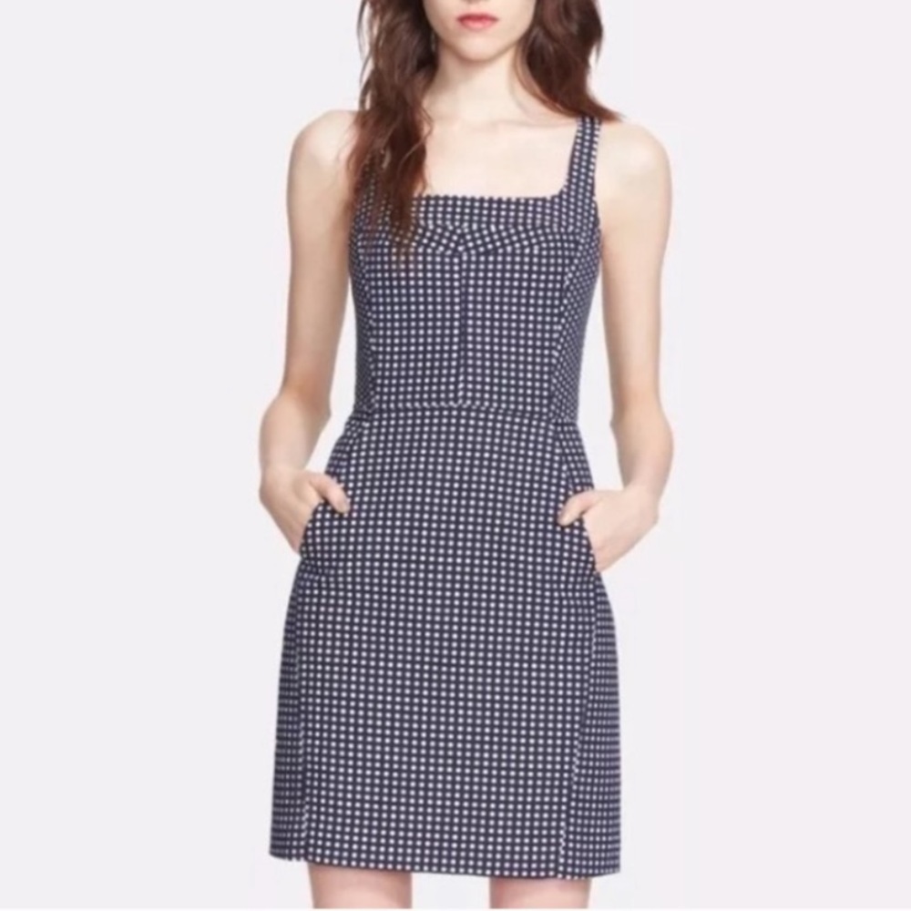 McGinn navy blue with white polka dot dress